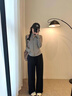 DXOT韓系休閑防曬襯衫女款夏季2025新款修身立領(lǐng)運動顯瘦瑜伽服上衣女 灰色 L 建議 95-115斤 曬單實拍圖