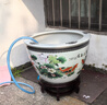 景德鎮陶瓷魚(yú)缸養金魚(yú)缸睡蓮盆荷花缸碗蓮缸烏龜大水缸盆客廳擺件 中號連年有余送底座 曬單實(shí)拍圖