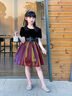 衣諾坊女童禮服長裙兒童花童女孩演出服 紅色紗擺公主裙 130cm 曬單實拍圖