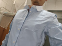 CULTUM1930s復古純棉拼色伊頓領修身襯衫男士商務休閑長袖襯衣 藍色 40 曬單實拍圖