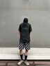 卡賓（CABBEEN）【顯瘦順色拼接】男裝 低調質(zhì)感短袖T恤造舊洗水暗閃印花潮牌 煤黑色01 M /170/48 曬單實(shí)拍圖