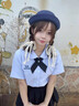 途尊日本校供感手作蝴蝶結(jié)手作jkdk制服帽毛呢學(xué)院幼稚園飄帶海軍帽子 藏青貓耳帽+青絲帶 曬單實(shí)拍圖