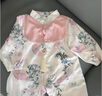 G.DUCKKIDS童裝新生兒衣服春秋款連體衣服中國風(fēng)唐裝漢服女寶寶百天滿(mǎn)月周歲 嬰兒衣服粉色 80cm (建議寶寶8-10公斤 12-24個(gè) 曬單實(shí)拍圖