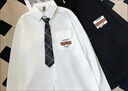狄帝鯊（DIDISHA）學(xué)院風(fēng)黑色dk襯衫男士高級感炸街寬松疊穿上衣小眾設計情侶裝春秋 2229+領(lǐng)帶【白色】 3XL 曬單實(shí)拍圖