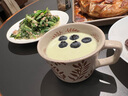 悠瓷（youcci）日式手作豆葉粗陶咖啡杯家用陶瓷馬克杯喝水杯女生高顏值手繪杯子 豆葉對杯-黑棕撞色 曬單實(shí)拍圖