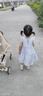 ASK JUNIOR兒童連衣裙2025夏女童飛飛袖荷葉邊天絲肌理感公主裙 藍(lán)色 100 曬單實(shí)拍圖