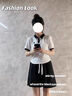 哈熙牛女大童套裝夏季12-15歲女孩衣服初中高中學(xué)生韓版寬松學(xué)院風(fēng)兩件 824白色上衣+灰褲 160 建議身高150-160cm12-13歲 曬單實拍圖
