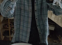 HIPANDA你好熊貓襯衫男士長(cháng)袖秋季寬松休閑襯衣服潮流格子外套男深藍2XL 曬單實(shí)拍圖
