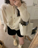 拉夏貝爾（La Chapelle）針織衫女開(kāi)衫2025年秋冬季新款女裝慵懶風(fēng)軟糯高級小眾毛衣外套春 米白 M 建議95-105斤 曬單實(shí)拍圖