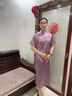 羅蒙（ROMON）高端喜婆婆婚宴裝2025刺繡紫色顯瘦旗袍醋酸新款婚禮媽媽禮服修身 紫色 3XL 曬單實(shí)拍圖