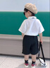 晴其2025男女童兒童夏季新款學(xué)院寶寶洋氣兩件套領(lǐng)帶短袖男童襯衫 新西裝短褲套裝 90 均碼 曬單實(shí)拍圖