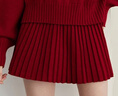 DPLAY2025春季新款紅色套裝紅色毛衣短裙針織套裝半身裙女2件套 安可拉紅-短裙 S 曬單實拍圖
