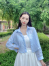 JRET防曬衣藍(lán)色條紋襯衫外套女夏季2025新款薄款上衣早春短款外搭開衫 藍(lán)色 L 曬單實拍圖
