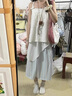 妙奕嘉半身裙女裙子夏季a字裙半裙2025女士高腰半身長(zhǎng)裙小個(gè)子紗裙百搭 藍(lán)條紋蕾絲鏤空半身裙 L 【建議100-115斤】 曬單實(shí)拍圖