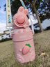 京厽兒童保溫杯食品316吸管水杯子女孩嬰幼兒園上學(xué)專用小學(xué)生水壺 粉兔 500ml 曬單實拍圖