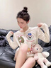 減齡可愛(ài)狗狗印花防曬罩衫長(zhǎng)袖t恤女春夏季寬松慵懶風(fēng)高級(jí)感上衣 杏色 M 曬單實(shí)拍圖