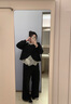 MsShe【三件套蕾絲打底衫衛衣闊腿褲套裝】大碼女裝2025秋裝胖mm巨顯瘦 【三件套】黑色現貨 4XL 曬單實(shí)拍圖