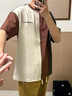 熱火朝天拼接撞色設(shè)計短袖男夏季2025新款美式復(fù)古250g重磅T恤男純棉上衣 杏拼棕拼灰 【250g重磅】 XL 適合145-160斤 曬單實拍圖