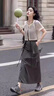 清池影（QINGCHIYING）美式復(fù)古工裝半身裙2025夏季新款高腰開叉抽繩a字顯瘦軍綠色裙子 深灰色【單件】 M 95斤-105斤 曬單實(shí)拍圖