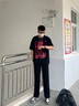 魯賓克冰絲褲子男夏季薄款潮牌寬松直筒闊腿褲垂感透氣大碼男士休閑長(cháng)褲 黑色 XL (建議體重130-140斤) 曬單實(shí)拍圖