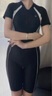 阿瑞娜（arena）泳衣女士長(zhǎng)袖平角防曬沖浪連體游泳衣保暖瑜伽游泳衣 黑色-(LCN4221W)短平角泳衣 L 曬單實(shí)拍圖