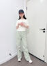 優(yōu)優(yōu)1點（Yoyo one）女童夏季套裝2025年新款兒童短袖工裝運動夏裝又酷又颯的大童女裝 15265綠色+9937米白色 150 150cm 曬單實拍圖