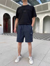 至濤夏季工裝美式短褲男潮牌ins寬松休閑潮流外穿中褲百搭韓版五分褲黑色XL 曬單實(shí)拍圖
