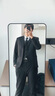 羅蒙男士西服套裝2件商務(wù)休閑職業(yè)正裝西裝外套西褲結婚新郎伴郎禮服 黑色2?？?西服+西褲) 2XL 185/100A 145-160斤 曬單實(shí)拍圖