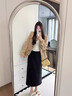 Khwfjas國際一線品牌2025年春夏新款松緊高腰黑色女半身裙百搭垂感直筒裙 黑色 西裝 L (28) 推薦105-115斤 曬單實拍圖