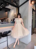 勤記成人禮服女18嵗禮服 高級感小個子香檳色禮服裙宴會藝考演出服 香檳色中長款 M 曬單實拍圖