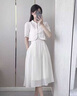 RUIQIUER新中式國風(fēng)盤扣上衣連衣裙女夏季新款女裝國風(fēng)改良旗袍套裝裙子 米白色 S 曬單實拍圖