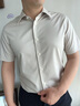 吉約蒙【三防免燙】短袖襯衫男士白色商務(wù)夏季高級(jí)感職業(yè)正裝免燙襯衣 香檳色 40 曬單實(shí)拍圖