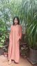 指間沙原創(chuàng)女裝24夏文藝圓領(lǐng)刺繡連衣裙亞麻A版中長裙 吉祥橙59 M 曬單實拍圖