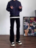楠笙記寬松休閑黑色牛仔長(zhǎng)褲子男士新款春季vibe美式高街直筒彎刀微喇褲 黑色 XL 曬單實(shí)拍圖