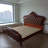 咕朵（GuDuo）歐式真皮床 實(shí)木雕花真皮雙人床 臥室家具皮床 排骨架床組合 1800*2000mm 裸床 曬單實(shí)拍圖