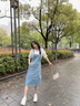 艾珠兒（Aizhuer）牛仔背帶裙子女夏季2025新款微胖女生穿搭小個(gè)子套裝裙連衣裙夏天 短袖-淺藍(lán)色 M 建議101-110斤 曬單實(shí)拍圖