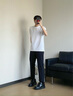 GXG男裝 【涼感】四面彈小腳西褲通勤男長褲休閑褲 2025夏季新品 黑色 S 曬單實(shí)拍圖