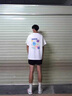 PHIELIERPS官方潮牌短袖t恤男夏季寬松純棉重磅t恤迷彩短褲一套男女情侶套裝 白色短袖+藍(lán)色短褲（NE220） L （建議130-150斤） 曬單實(shí)拍圖