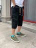 羅蒙高端純棉黑色迷彩男士七分工裝短褲夏季潮牌寬松大碼痞帥7分中褲 黑色迷彩 XL 適合140-160斤 曬單實(shí)拍圖