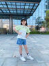 艾卡諾 I.KARNOW女童短袖T恤夏季洋氣時(shí)髦兒童純棉上衣漸變女孩夏裝大童半袖體恤 18907漸變綠 120 曬單實(shí)拍圖