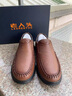 老人頭2025年夏季新款透氣洞洞皮鞋真皮軟底軟面休閑高檔手工一腳蹬皮鞋 棕色 （高品質(zhì)頭層牛皮） 42 曬單實(shí)拍圖