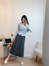 Teenie Weenie小熊半身裙女2025年春季新款學(xué)院通勤優(yōu)雅氣質(zhì)中長(zhǎng)款百褶裙女 中灰色 S 曬單實(shí)拍圖