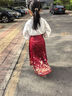 蘿美醬2025新款馬面裙女童過(guò)年服套裝全套兒童漢服春秋小女孩中國風(fēng) 鶴吟長(cháng)袖上衣+酒紅色馬面裙+項鏈 140 曬單實(shí)拍圖