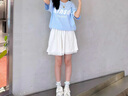 妙奕嘉女生短袖女t恤寬松新款2025年女士純棉夏季女裝潮流正肩上衣遮肚 奶藍色休閑短袖 L 【建議95-110斤】 曬單實拍圖