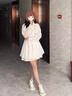 唐思薇法式翻領(lǐng)長袖收腰襯衫連衣裙女2025春夏套裝氣質(zhì)溫柔短褲裙兩件套 白色連衣裙 M 建議【100-110斤】 曬單實(shí)拍圖
