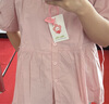 革曼孕婦上衣夏季寬松遮肚子短袖襯衫女套裝時(shí)尚新款娃娃衫兩件套夏裝 粉色上衣 XL 曬單實(shí)拍圖