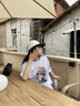 一寸相思白色短袖t恤女2025夏季新款洋氣百搭純棉夏裝小個子半袖上衣體恤 白色-戴帽女孩 L (100-110斤） 曬單實拍圖