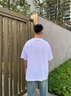 Calvin KleinJeans25春夏男女情侶休閑ck字母純棉落肩袖寬松短袖T恤4RAB823 YAA-月光白 XL 曬單實(shí)拍圖