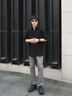 GXG男裝 【涼感】四面彈小腳西褲通勤男長褲休閑褲 2025夏季新品 棕灰 L 曬單實拍圖
