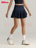 威爾勝（Wilson）官方女士MIDTOWN WRAP一體織交叉百褶含底褲球袋運動(dòng)網(wǎng)球裙 海軍藍-WW00313411DBC L /175/74A 曬單實(shí)拍圖